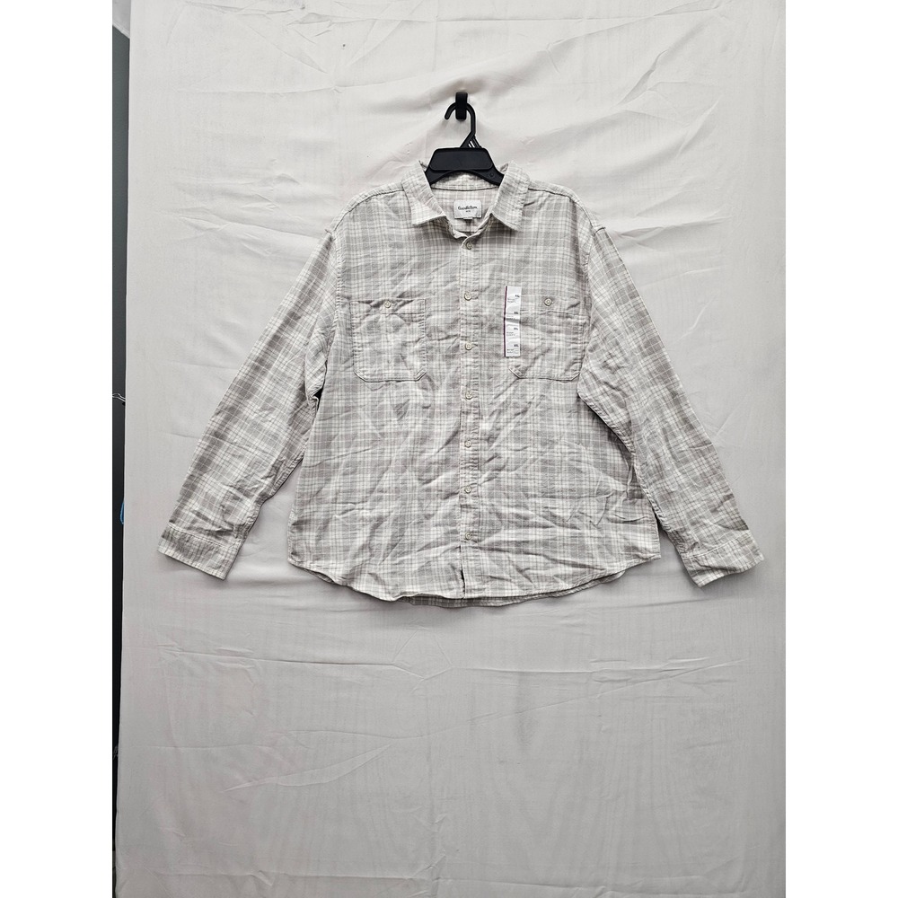 Goodfellow & Co Mens Midweight Flannel Shirt Gray Cotton Casual Size XXL